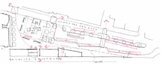 Hand sketched masterplan showing road changes at Altrincham bus interchange.