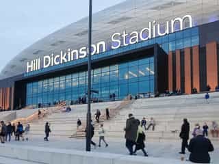 Image showing the steps on the fan plaza, with light up hand rails and fans sat