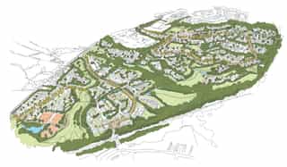 Sketched axonometric masterplan of Godley Green.