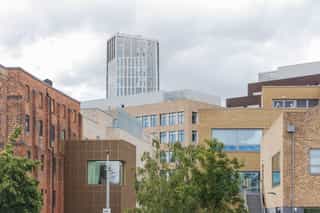 An image of the various buildings in Sugar House Island