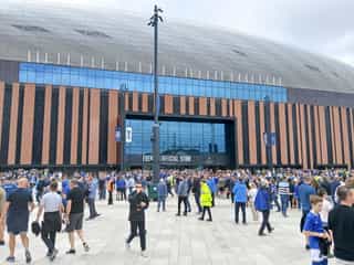 An image of the crowd outside the Everton Stadium on match day